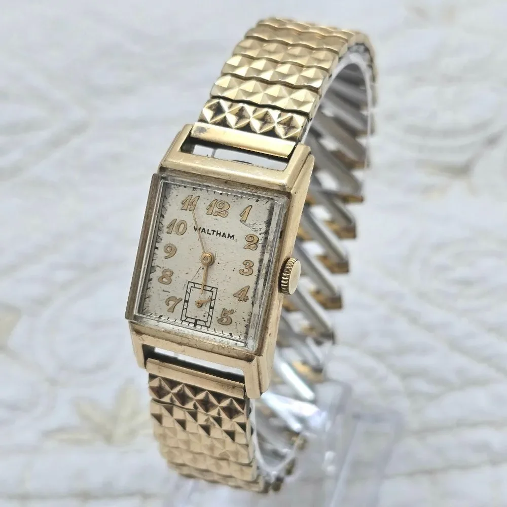 Vintage Waltham Art Deco Tank Watch 10K Gold Filled 17J Small Seconds Classic
